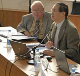 Photo of CODATA’s newly re-elected secretary general, Robert Chen (right), with Gordon Wood, CODATA vice president.