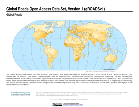 Map showing global roads