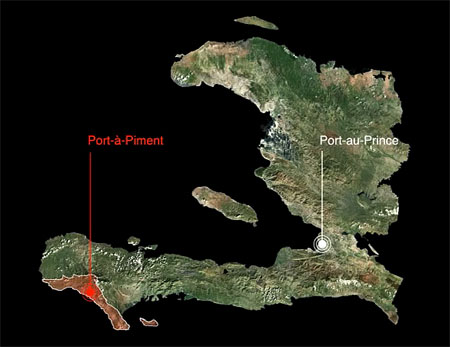 three-dimensional map of Port-a-Piment, Haiti