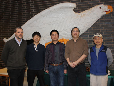 photo of Alex de Sherbinin, Taro Ubukawa, Ruishan Chen, Robert Chen (no relation), and Xiaoshi Xing